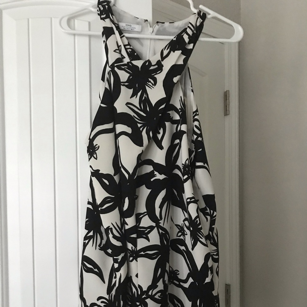 Floral black and white dress